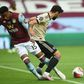 Aston Villa's Ezri Konsa conceded a penalty for his challenge on Manchester United's Bruno Fernandes