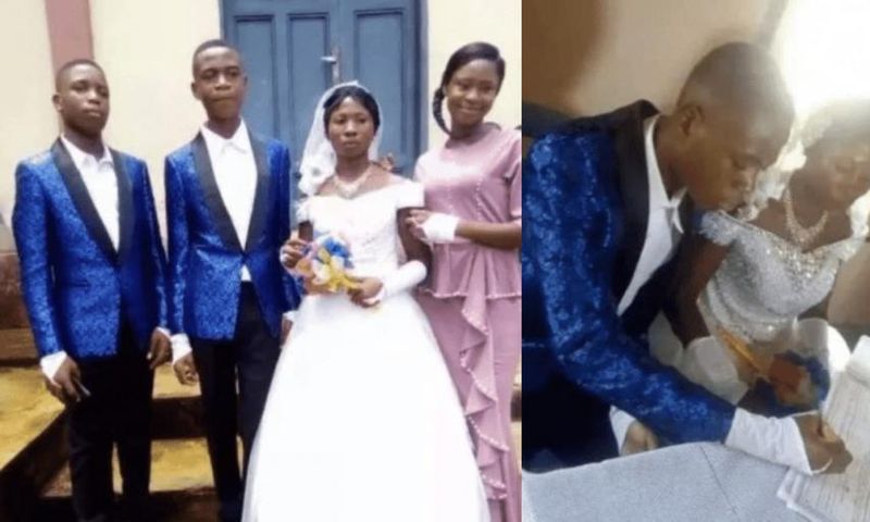 15-year-old boy marries 22-year-old woman (photos)