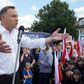 Polish President Andrzej Duda, pictured on the campaign trail on June 16, 2020, has been losing support recently