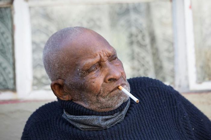 Blom was born in 1904 in the rural town of Adelaide and despite his great age still enjoys a cigarette