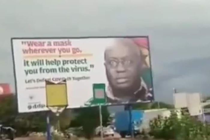 Gov’t pulls down COVID-19 awareness billboard of Akufo-Addo not wearing a mask