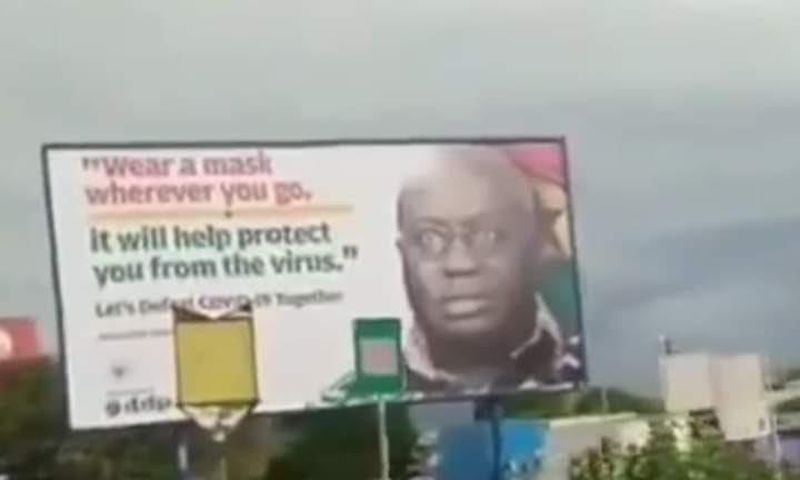 Gov’t pulls down COVID-19 awareness billboard of Akufo-Addo not wearing a mask
