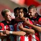 Finally: Southampton's Che Adams (centre)scored his first goal for the club in his 30th match