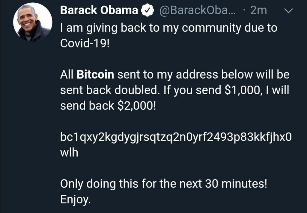 Barack Obama's Twitter account hit in major hack (Twitter)