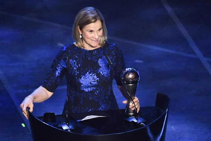 In demand: Jill Ellis after winning the trophy for the Best Women's Coach of 2019