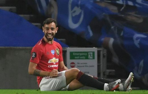 Manchester United midfielder Bruno Fernandes scored twice at Brighton