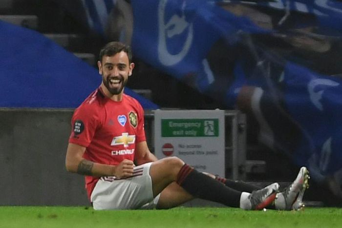 Manchester United midfielder Bruno Fernandes scored twice at Brighton