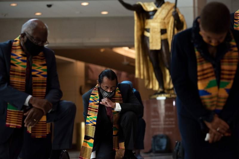 Here are beautiful Kente photos from George Floyd's memorial by Congressional Democrats