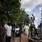Protesters at a barricade erected in front of the Salam Mosque in Bamako, where Imam Mahmoud Dicko, a leader of the anti-government movement, led prayers on Sunday for victims of the clashes