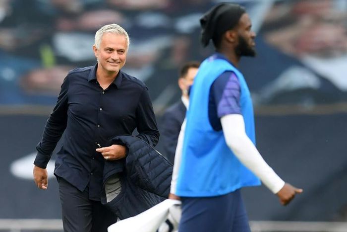 Tottenham manager Jose Mourinho celebrates his side's win against Arsenal