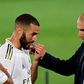 Moment of magic: Karim Benzema seen here with Real Madrid coach Zinedine Zidane