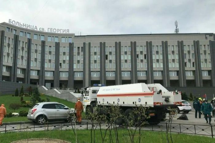 Images of aftermath after five die in fire at Russian coronavirus hospital