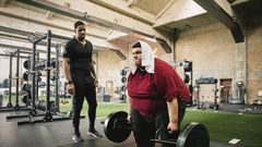 Maynor doing a strength workout with his trainer David Carson at On Your Mark gym in Chicago.
