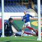 Everton midfielder Tom Davies hits the post