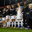 US star Megan Rapinoe kneels during playing of the national anthem in 2016.