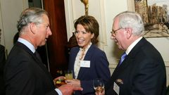 David Starkey (R) seen here in 2007 with Britain's Prince Charles, Prince of Wales, has resigned from his position at Cambridge University