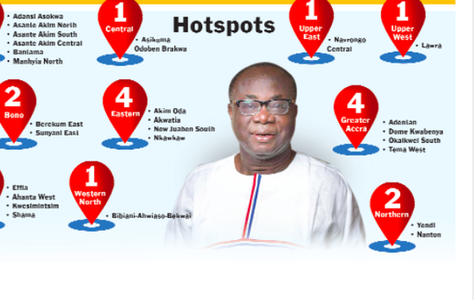 NPP Primaries: 26 hotspots identified. Credit: Graphic.com.gh