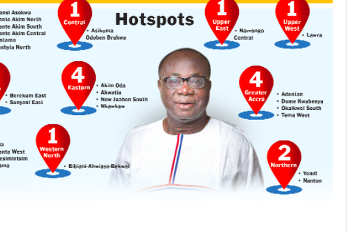 NPP Primaries: 26 hotspots identified. Credit: Graphic.com.gh