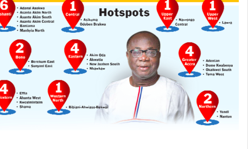 NPP Primaries: 26 hotspots identified. Credit: Graphic.com.gh