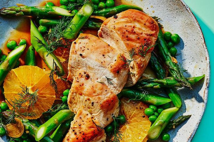 Citrus Chicken With Asparagus And Peas