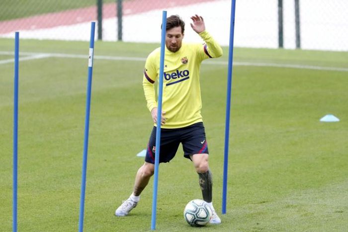 Lionel Messi's Barcelona resumed individual training on Friday