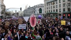 About 120,000 people took part in the International Women's Day rally in Madrid on March 8