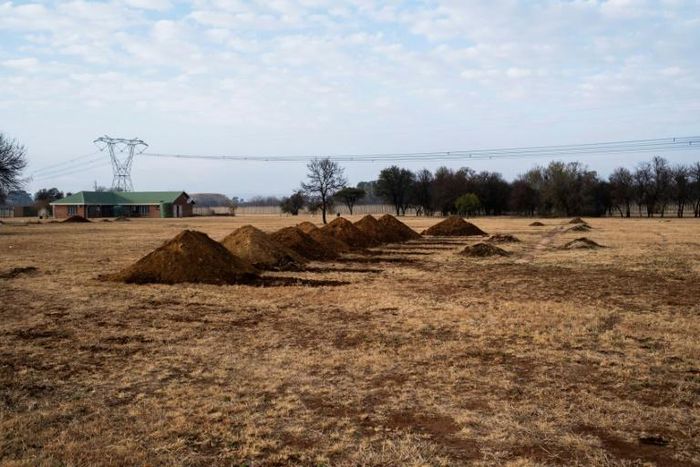 Mounds of soil mark where graves are dug for victims of coronavirus at the Honingnestkrans cemetery in Pretoria