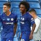 Christian Pulisic (left) celebrates opening the scoring for Chelsea