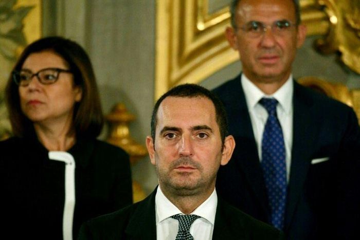 Any Serie A return date is linked to Italy's 'contagion curve,' says Sports Minister Vincenzo Spadafora (centre)