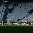 Players held a minute of silence for coronavirus victims prior to the Italian Cup semi-final second leg between Juventus vs AC Milan