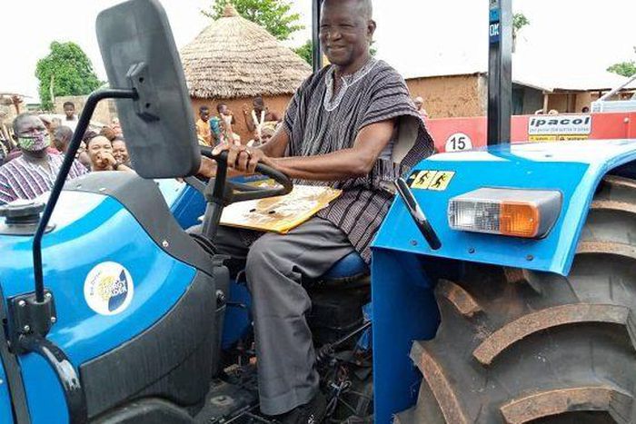 Photos: Bawumia surprises his former primary school teacher with brand new tractor