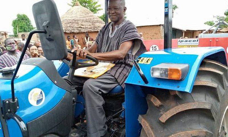 Photos: Bawumia surprises his former primary school teacher with brand new tractor
