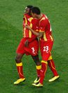 Kevin-Prince Boateng consoles teammate Asamoah Gyan after missing the penalty