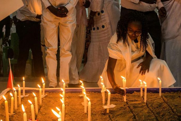 Supporters of Burundi's ruling party CNDD-FDD held a memorial service for President Pierre Nkurunziza who died at the age of 55