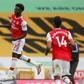 Arsenal's Bukayo Saka celebrates scoring at Wolves