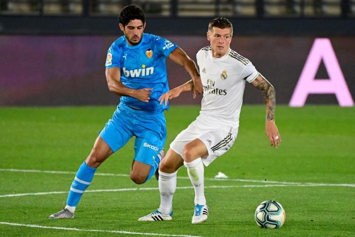 Night to remember for Valencia's Portuguese forward Goncalo Guedes (left)