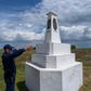 This triangular stone column marks the spot where the borders of Hungary, Romania, and Serbia meet