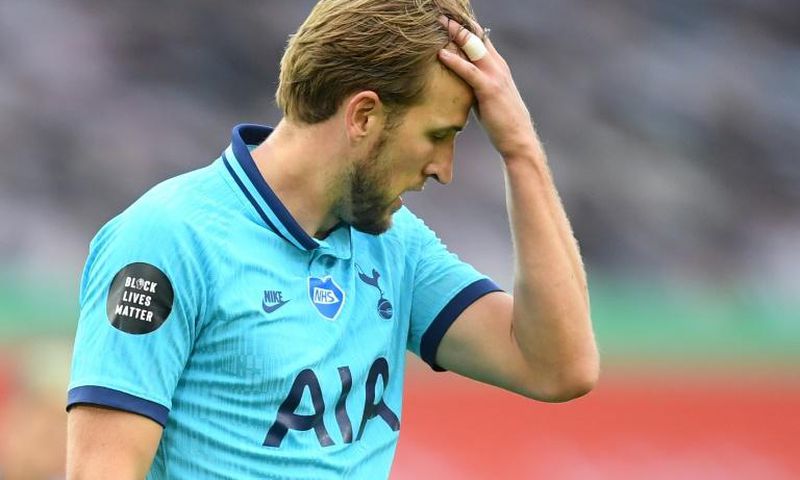 Tottenham striker Harry Kane reacts after having a goal disallowed by VAR