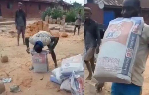 Labourer carries 50KG bag of cement upstairs to win GHC1500 (video)