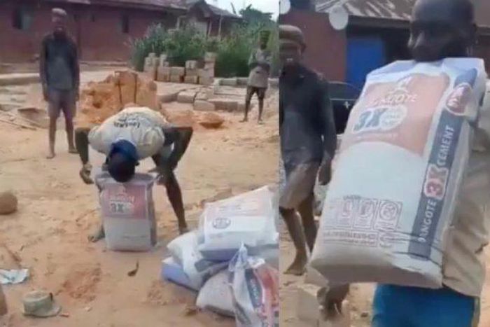 Labourer carries 50KG bag of cement upstairs to win GHC1500 (video)