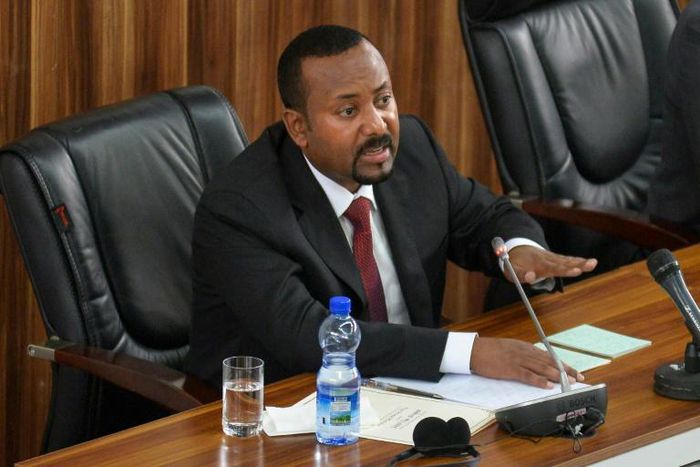 Prime Minister Abiy Ahmed, speaking in parliament in February