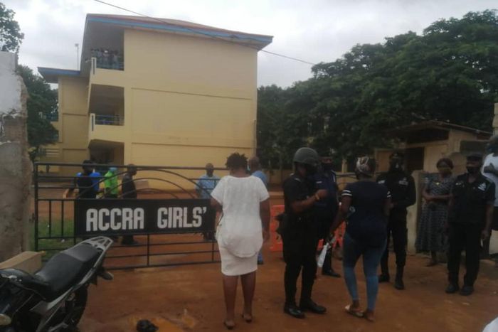 WATCH: Heavy security presence at Accra Girls SHS as parents rush to withdraw wards