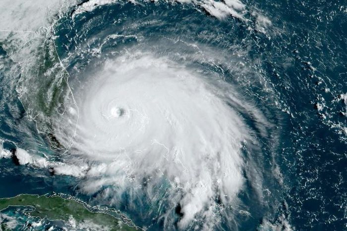 A satellite image from September 2019 of Tropical Storm Dorian. US forecasters predict an 'above normal' 2020 Atlantic hurricane season