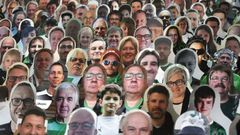 Still life: Cardboard cutouts of fans at the Borussia Moenchengladbach v Bayer Leverkusen game