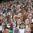 Still life: Cardboard cutouts of fans at the Borussia Moenchengladbach v Bayer Leverkusen game