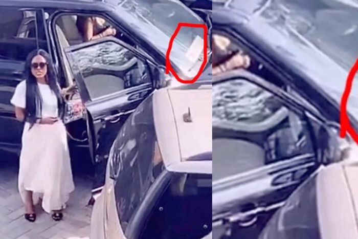 Nana Aba Anamoah removes fake DVLA number plate on her gifted Range Rover