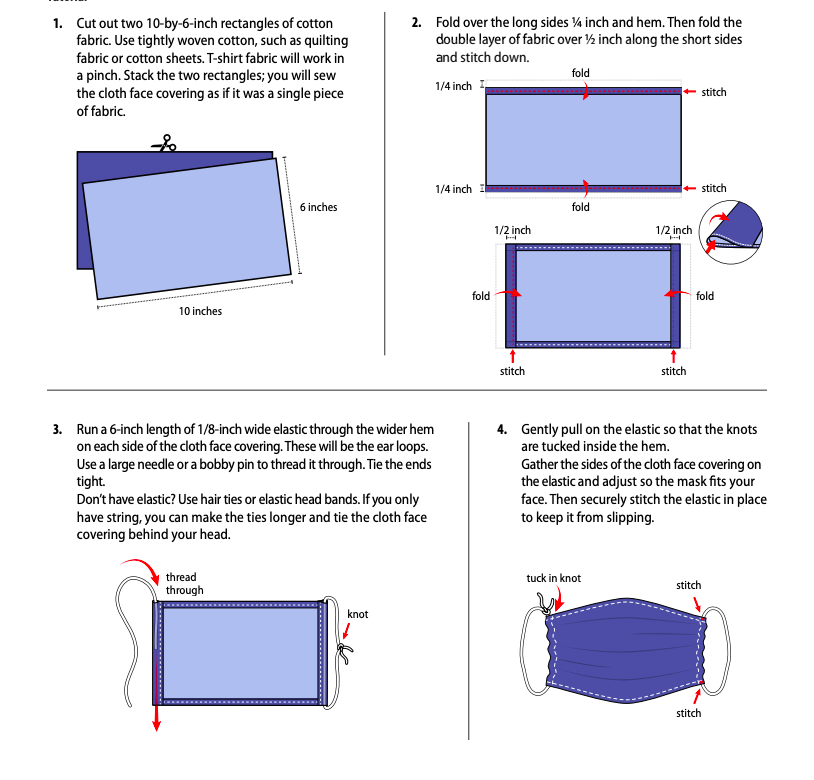 How to make your own face mask at home (Tutorials). Credit: https://www.cdc.gov/coronavirus