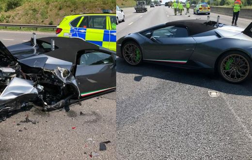 Driver crashes new £200,000 Lamborghini just 20 minutes after owner picked it up from showroom