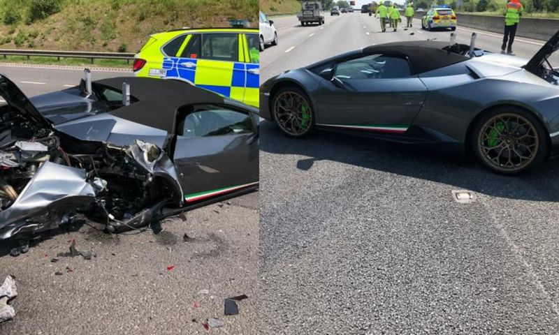 Driver crashes new £200,000 Lamborghini just 20 minutes after owner picked it up from showroom