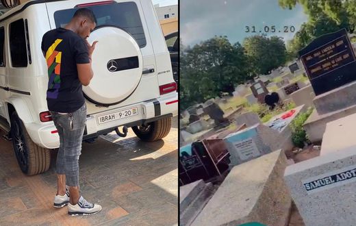 Millionaire Ibrah One spotted at the cemetery, sends strong warning to Ghanaians